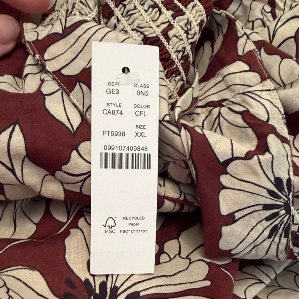 J. Crew Brown and Cream Floral Halter Maxi Dress